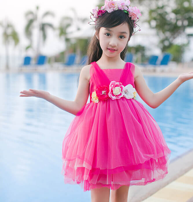 Hot Pink Kids Party Dress 