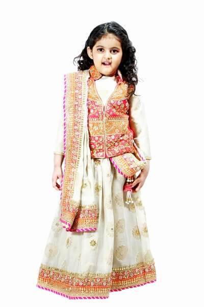 Buy Mizzific Women's Bridal Collection Wedding Art Silk Lehenga Choli With  Dupatta for Girls, ladies & womens (Off-WHITE) at Amazon.in