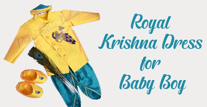 BLU VAPOUR Satin Krishna Dress Little Baby For Kids Boys Girls Janmashtami  M15_Plate (3-6 Months, Blue) : Amazon.in: Clothing & Accessories