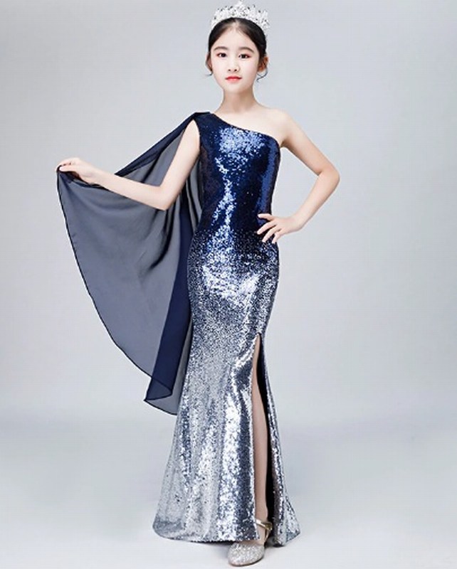 silver blue sequin dress