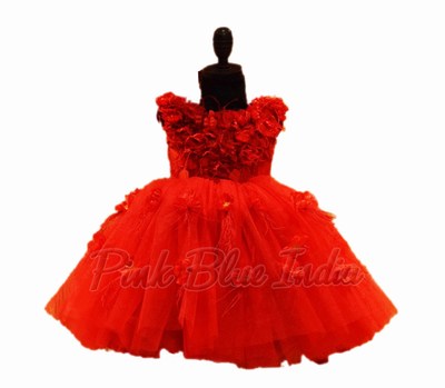 red color party frock