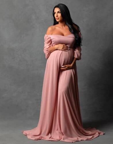 Off the Shoulder Flare Maternity Gown