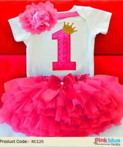 1st Birthday Girl Cake Smash Outfit – Pink Baby First Birthday Dress
