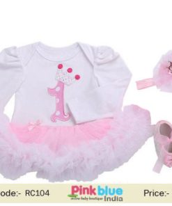 Baby Girl 1st Birthday Princess Long Sleeve Crown Romper Outfit India