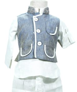 Kids Baby Boy Breeches Kurta Pajama Set and Angrakha Style Readymade Jacket