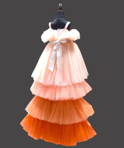 Baby Girl Bouquet Dress Gown, Birthday Party Peach Dress