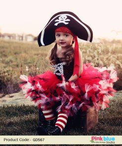 Pirate Princess Tutu Costume – Red and black pirate tutu, Baby Girl Birthday Party Dress