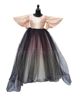 Girls Party Flare Gown – Kids Net Flare Long Gown, Princess Dresses Online