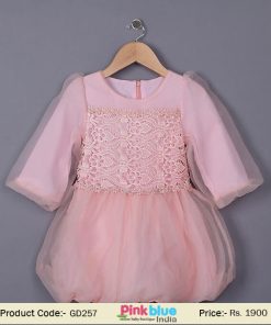 peach baby balloon dress