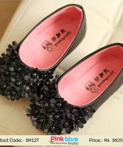 black floral baby shoes