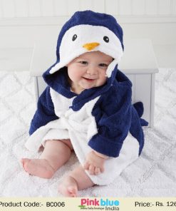 penguin baby hooded towel