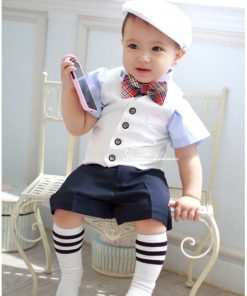 Page Boys Bow Tie Formal Clothing Outfits Set with Waistcoats 4 Piece Suit