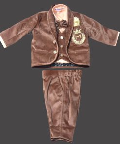 Boys brown velvet blazer Party suit set