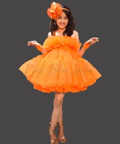Candy Orange Color Western Baby Girl Dress