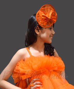 Candy Orange Color Designer Western Wear Baby Girls Dress