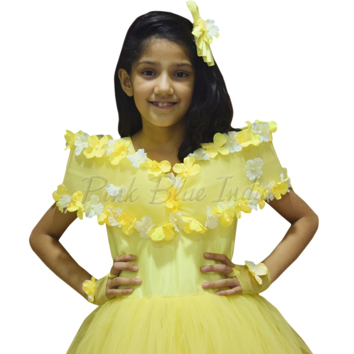 Childbird Mini dress for babychild (Yellow, Net, 6 month to 6 year)