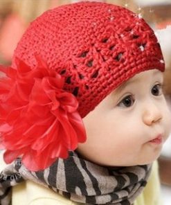 red toddler flower cap