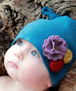 Shop Online Elegant Blue Newborn Hat with Flowers in India