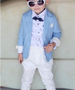 Designer Baby Boy Formal Party Wear Suit in Blue and White