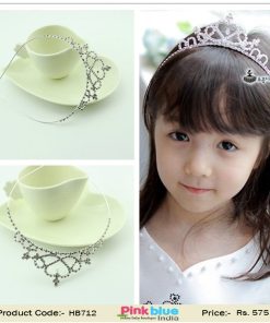 Fashionable Princess Crown Silver Headband with Diamond Embellished