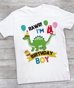 Dinosaur 4th Birthday T-shirt, Boy Fourth Birthday Shirt, 4 year Birthday t Shirt Online India