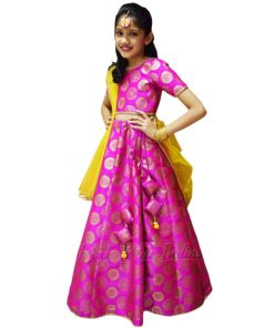 Buy Girls Wedding Special Pink Banarasi Silk Lehenga Choli With Duptta