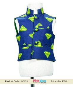 Online Shopping Kids Boys Supermen Design Nehru Jacket