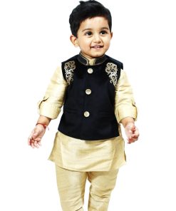 Kids Boys Designer Wedding Velvet Modi Jacket Kurta Pajama Set India