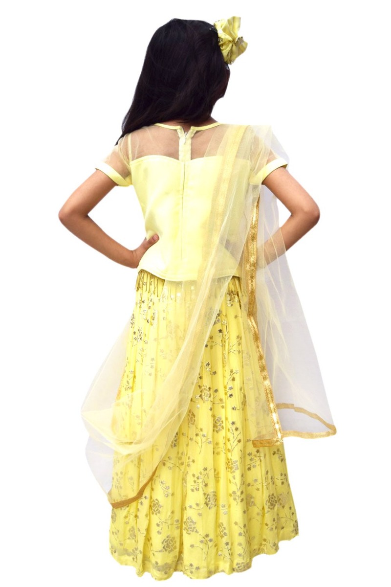 Patola Printed Green And Yellow Lehenga Choli | Yellow lehenga, New dress  for girl, Western dresses for girl