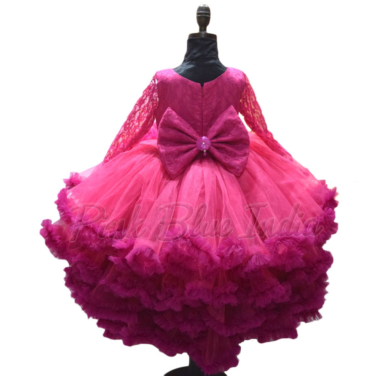 Ruffle Dress - Pink Designer Party Wear Heavy Ruffle Gown