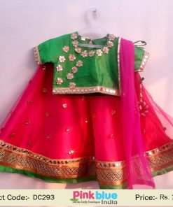 Buy Green Red Lehenga Choli Kids Wear Baby Lehenga Dress Online