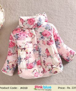 Baby Girl Winter Wear Jacket, winter baby jacket India, Girls coat Flower pattern