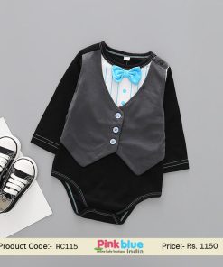 Newborn Baby Waistcoat Romper - Long Sleeve Onesie clothing set
