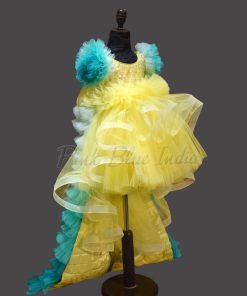 Luxury Yellow Birthday Party Wear Gown for Girls