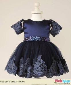 Baby First Birthday Dress Online Shopping - Navy Blue Birthday frock 1-3 year Girl