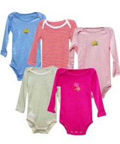 Newborn Baby Cotton Onesies, Bodysuits 5 Pack Set