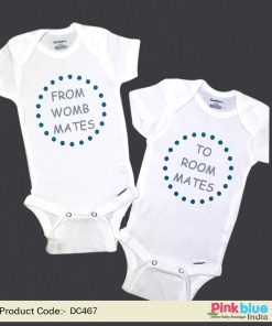 Twin Newborn baby Romper - Twins Baby Shower Gift Outfit - Personalized Twin onesies
