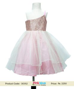 Little Girls Pink One Shoulder Designer Ethnic Elegant Party Dress