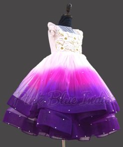 Multi Colour Hand Work Party Wear Girls Net Gown