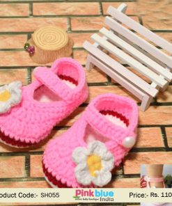 pink baby flower shoes