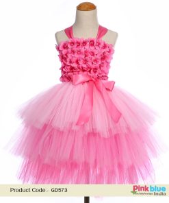 Baby Girl first Birthday Tutu Dress - Toddler Pink Flower Girl Dress – Kids Party Dress online