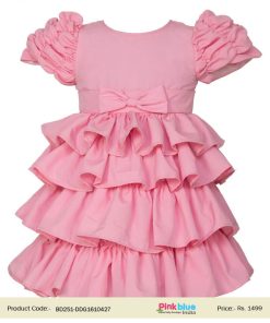 Buy Little Girl Bow Layered Special Occasion Dress Pink