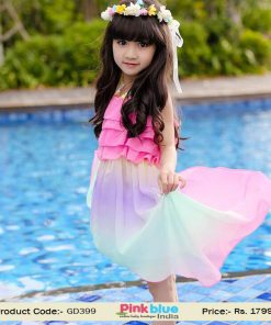 Baby Girl's Summer Beach Rainbow Casual Dress