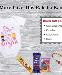 New Born Baby Rakhi Gift Combo, Buy Customized Onesie, Chocolates Rakhi Gift Online