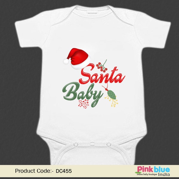 Santa Baby Onesie/Romper - Christmas Unisex Baby Outfit Gift