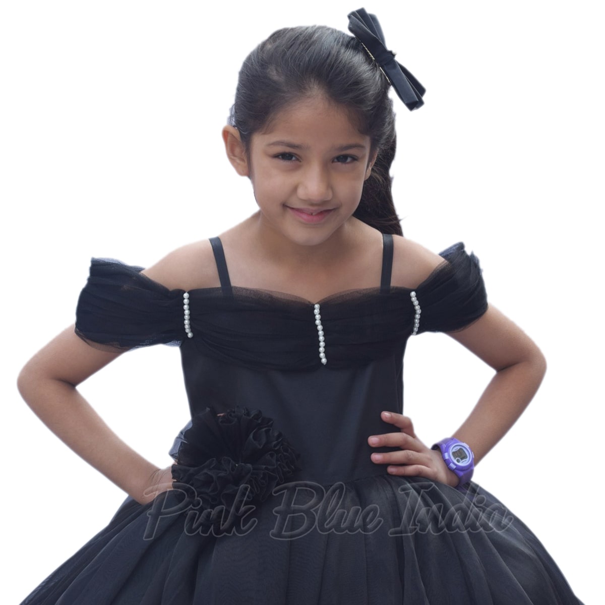 Buy Creative Kids Cotton Checked A-line Girl Dress - Black And White online