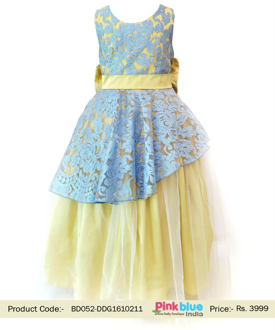 Light Blue Baby Princess Ball Gown Kids Indian Wedding Dress