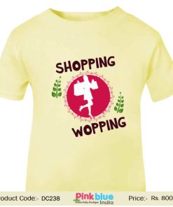 Yellow Custom Printed Baby Tees for Childrens Shopping Wopping