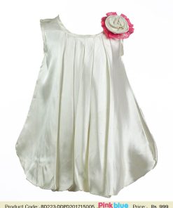 Little Girl Special Occasion Pleated Satin Party Dress White