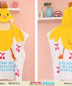 Kids hooded poncho towels swimming Yellow and White Baby Bathrobes